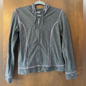 Style &Co Embroidered Gray and Purple Zip-Up Hoodie size  Medium